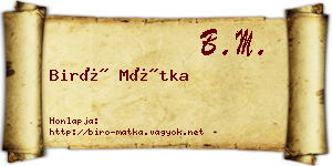 Biró Mátka névjegykártya